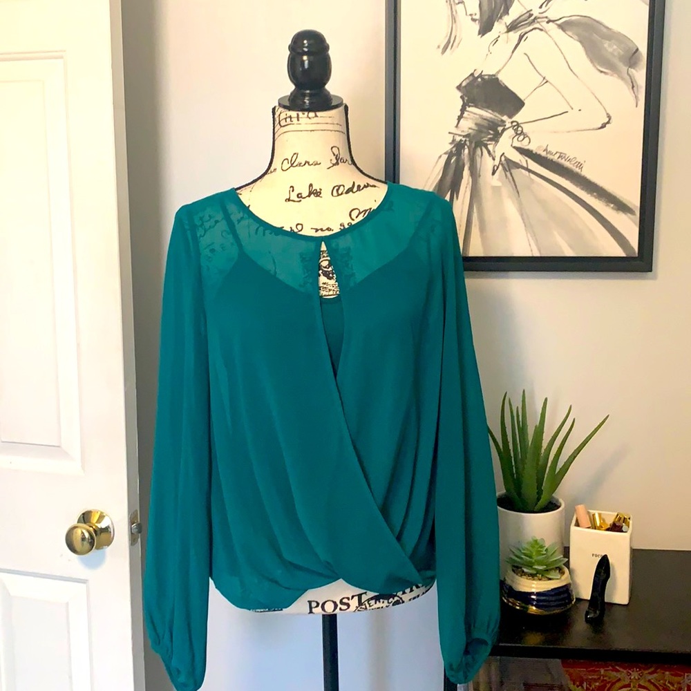BEBE Teal Dressy Top 🎇✨ - Picture 2 of 5